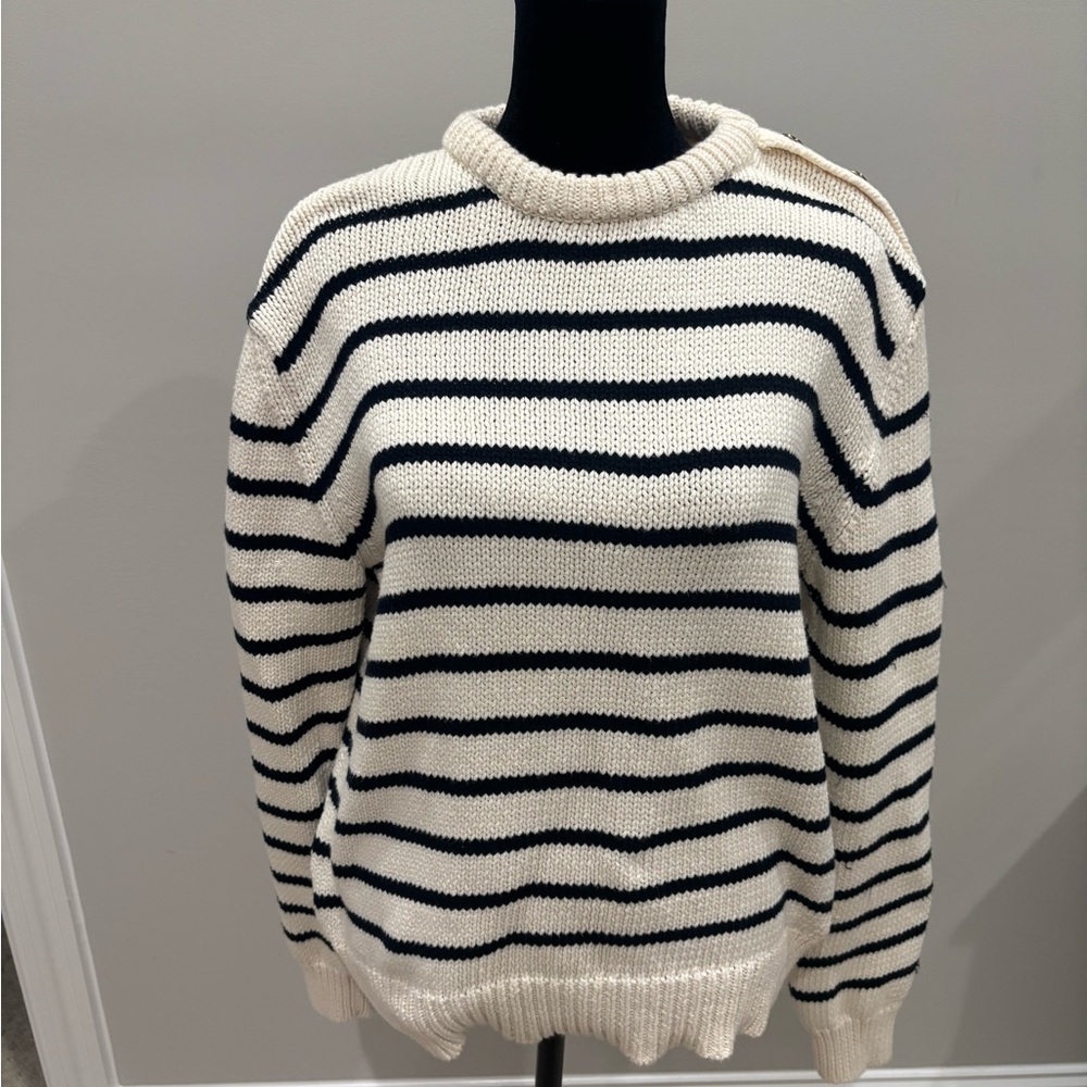 Zara Cream and Blue Knit Sweater